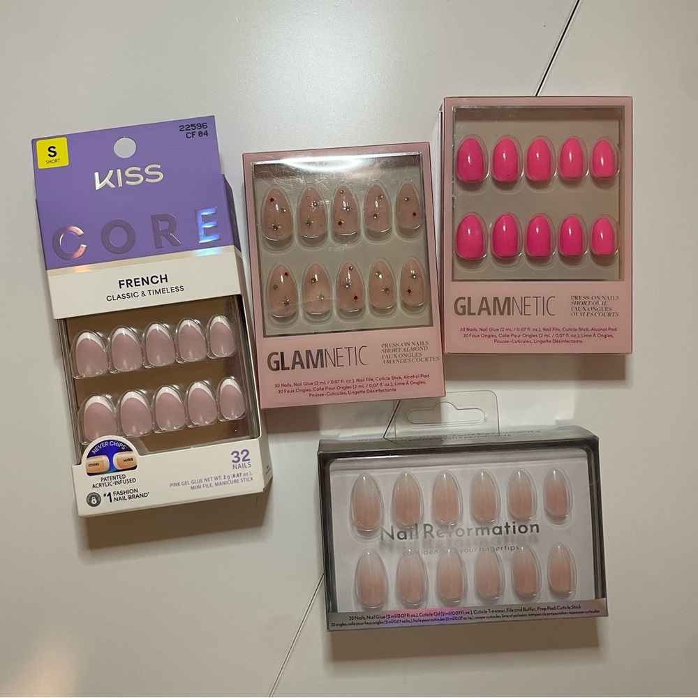 NIB Press-On Nail Lot - Kiss + Glamnetic + Nail Reformation